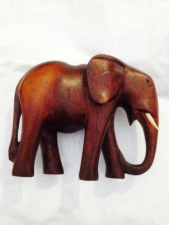  Houten olifant met slagtanden 20 x 17 cm € 19,00